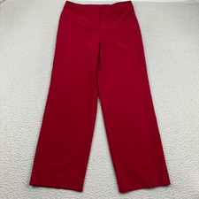 St. John Dress Pants Sz 8 High Rise Straight Leg Flat Front Red 31x29 USA