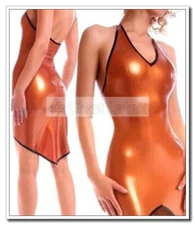 Latex Halter Dress  Fish Tail U Neck Princess Cutting No Zip Customize .4mm D162