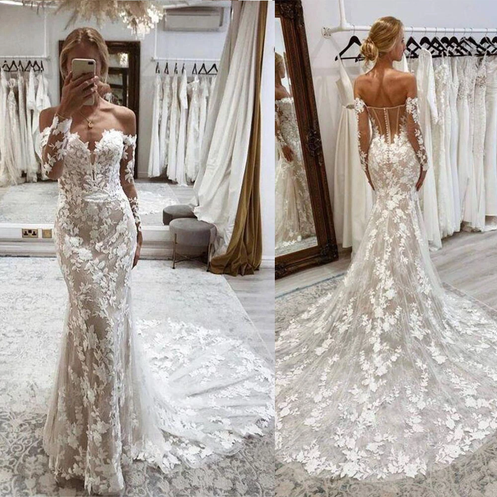 long sleeve lace mermaid wedding dress