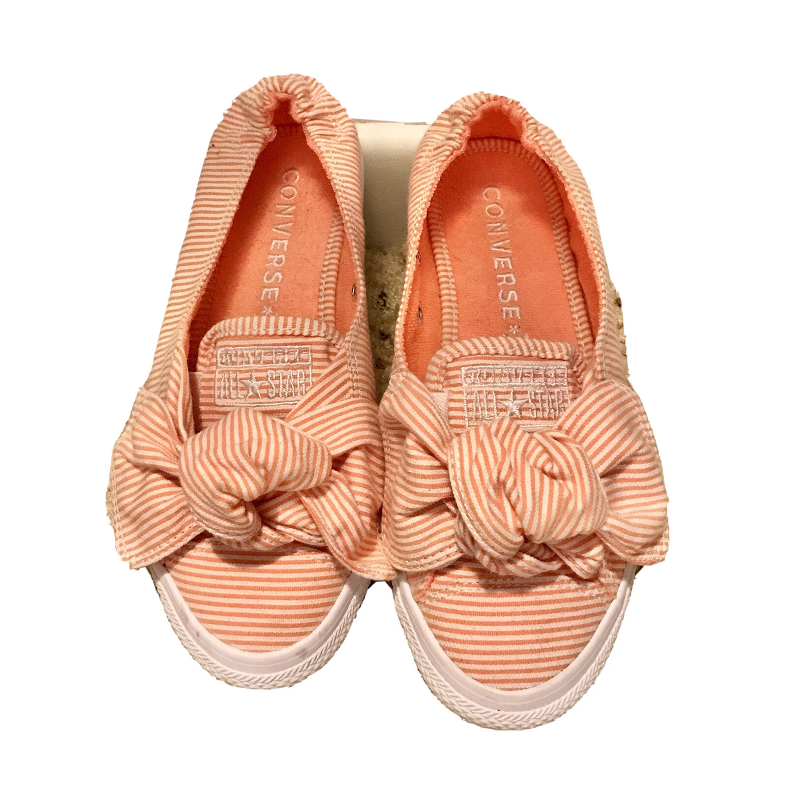 Ballerine Converse All Star Peach & White a righe con fiocco