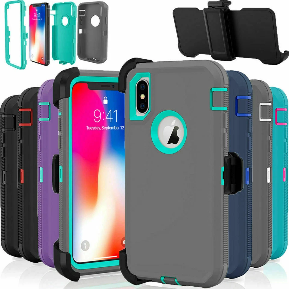 For iPhone 12 11 Pro Max X XR XS 6 6S 7 8 Plus Shockproof Defender Case Holster - Image 2 of 4