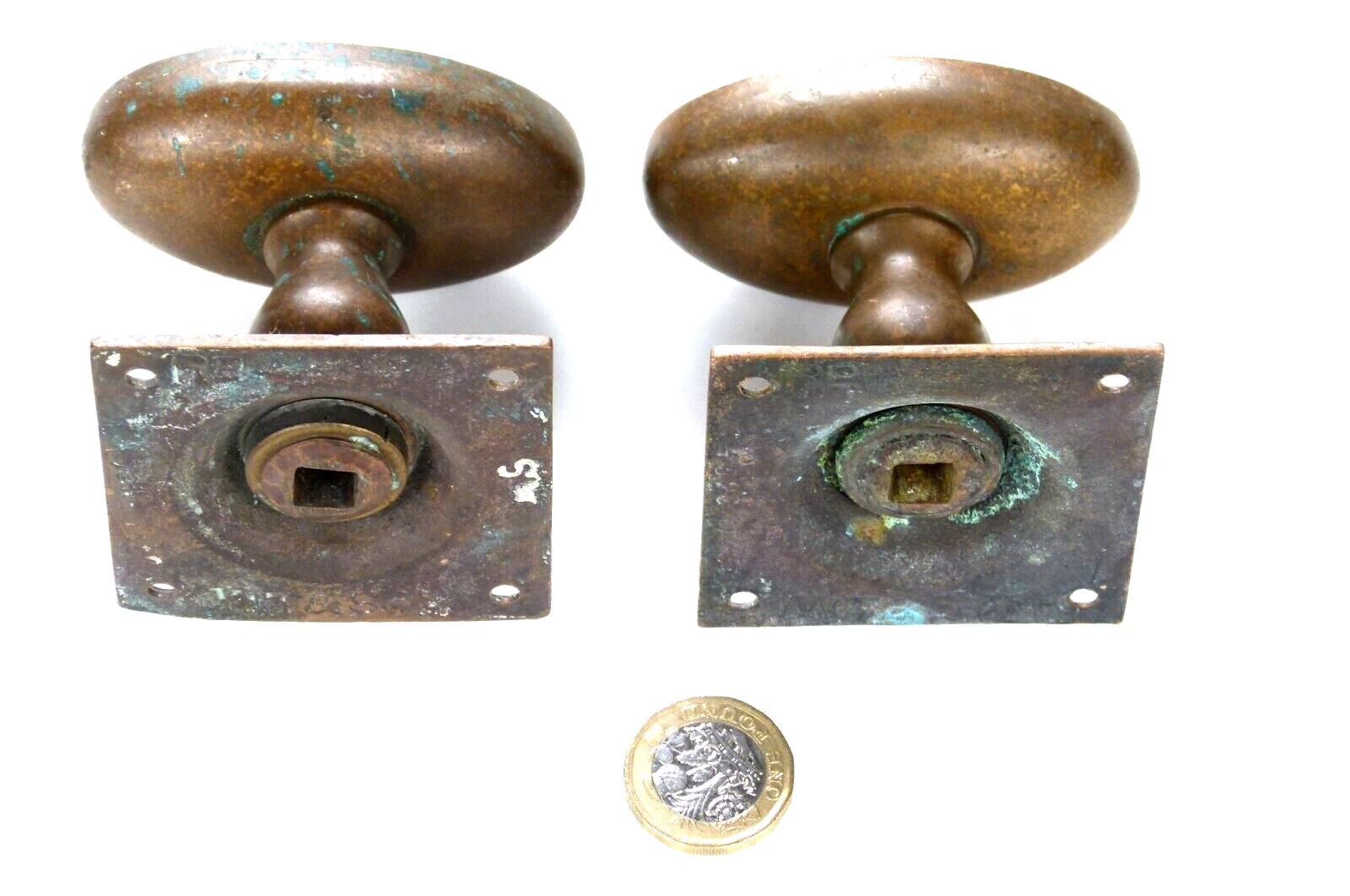 BEAUTIFUL PAIR HEAVY QUALITY ANTIQUE BRONZE/COPPER ALLOY OVAL DOOR