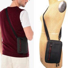 NUOVA BORSA A TRACOLLA $970 ALEXANDER MCQUEEN nera LOGO ROSSO Sahara Tech Zip