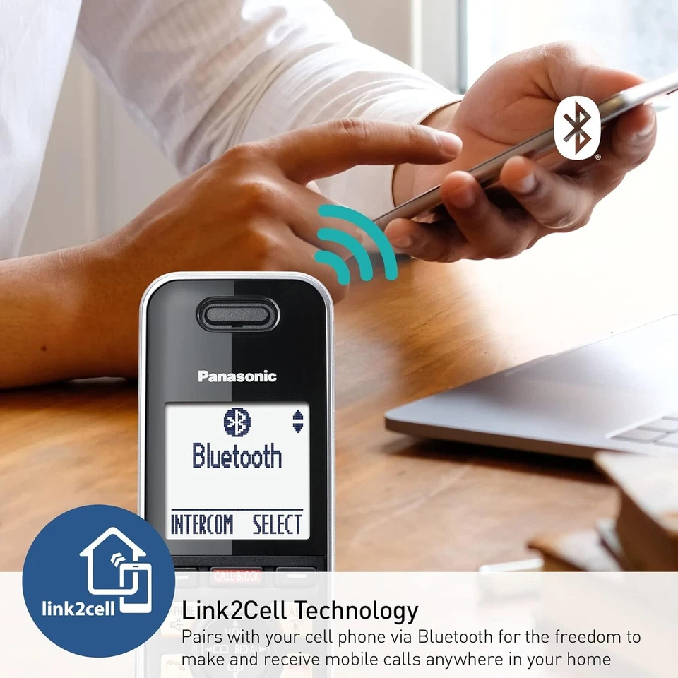 Panasonic Cordless Phone System Answering Machine 4 Handset Call Block Recording - Image 3 of 4