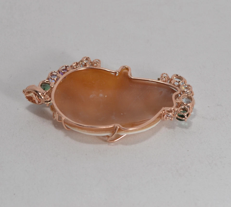 CIONDOLO ARGENTO 925 ROSA  CAMMEO VOLTO TOPAZIO AZZURRO E ZIRCONI      AGDV 0163 - Immagine 2 di 4