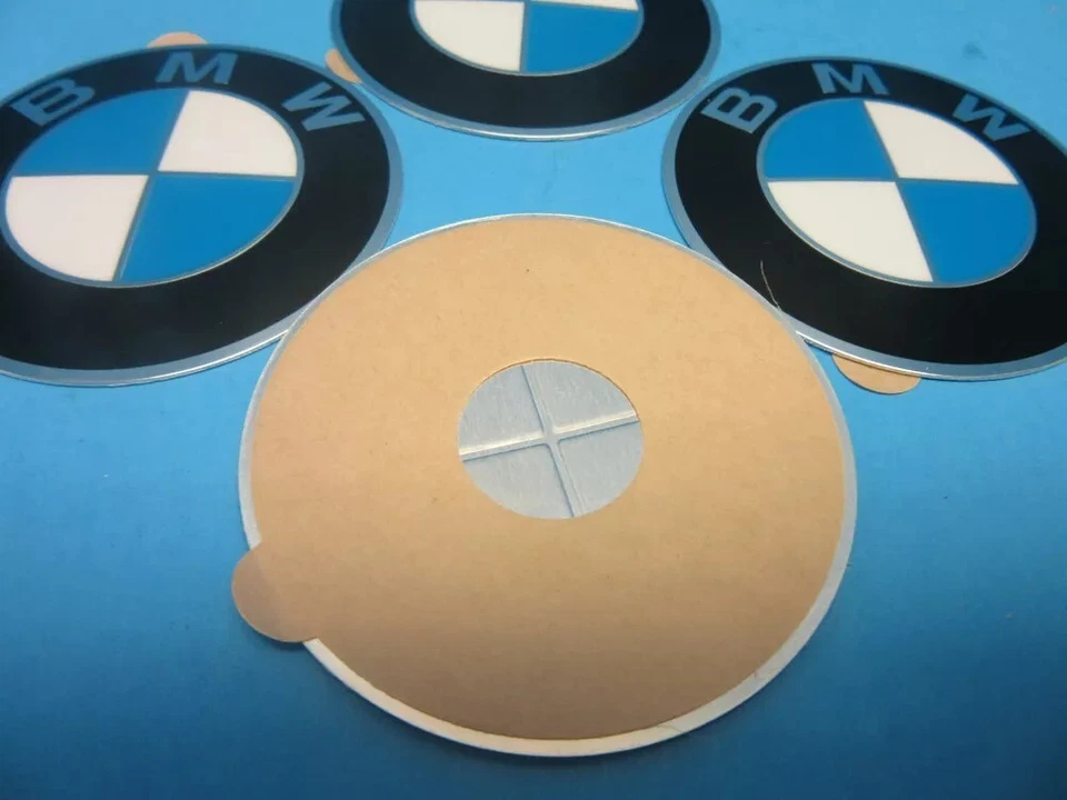 4 emblemas originales de tapa central de rueda BMW OEM # 36136758569 70 mm 2,7" adhesivo hágalo usted mismo Foto 2 de 2