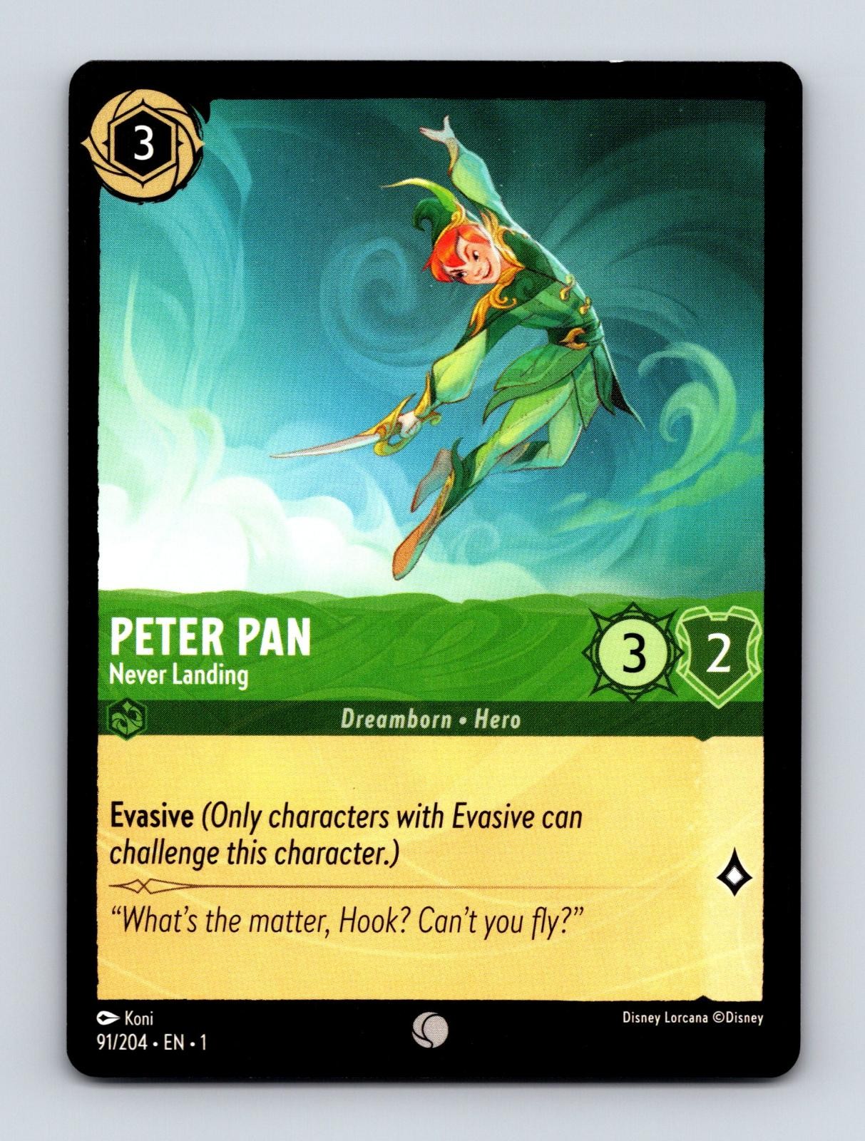 PETER PAN - NEVER LANDING 91/204 COMMON THE FIRST CHAPTER LORCANA NM