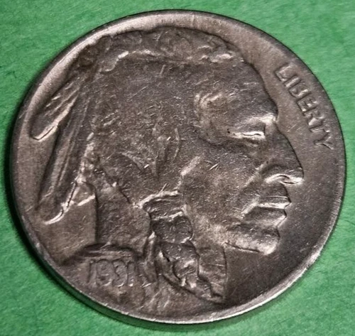 1931-S BUFFALO NICKEL Key Date Low Mintage "F++" US Coins 5C with Free Shipping