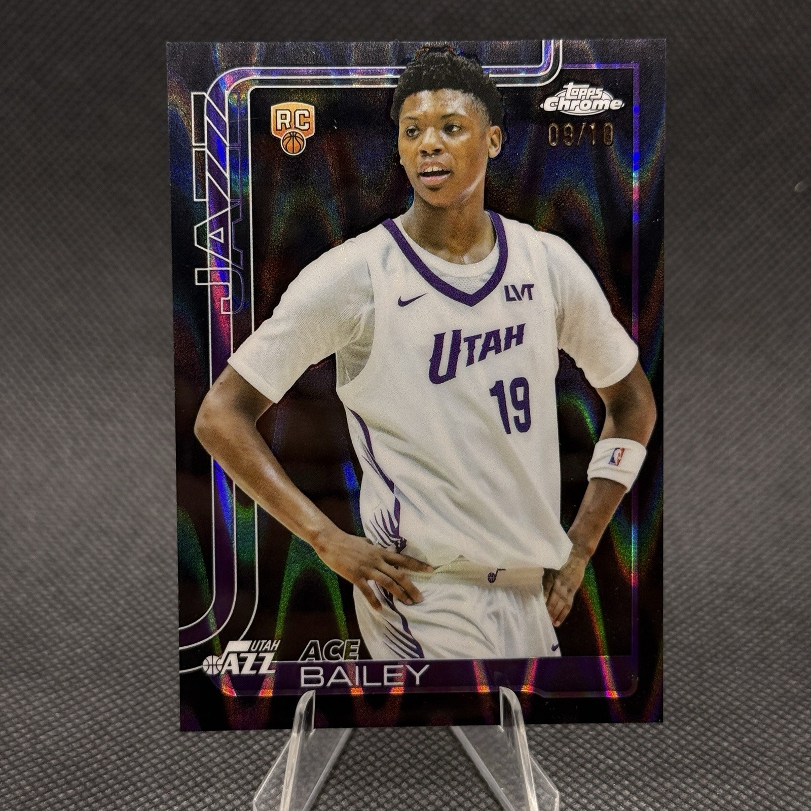 ACE BAILEY 2025-26 Topps Chrome RAYWAVE BLACK REFRACTOR 9/10 Rookie Jazz #255
