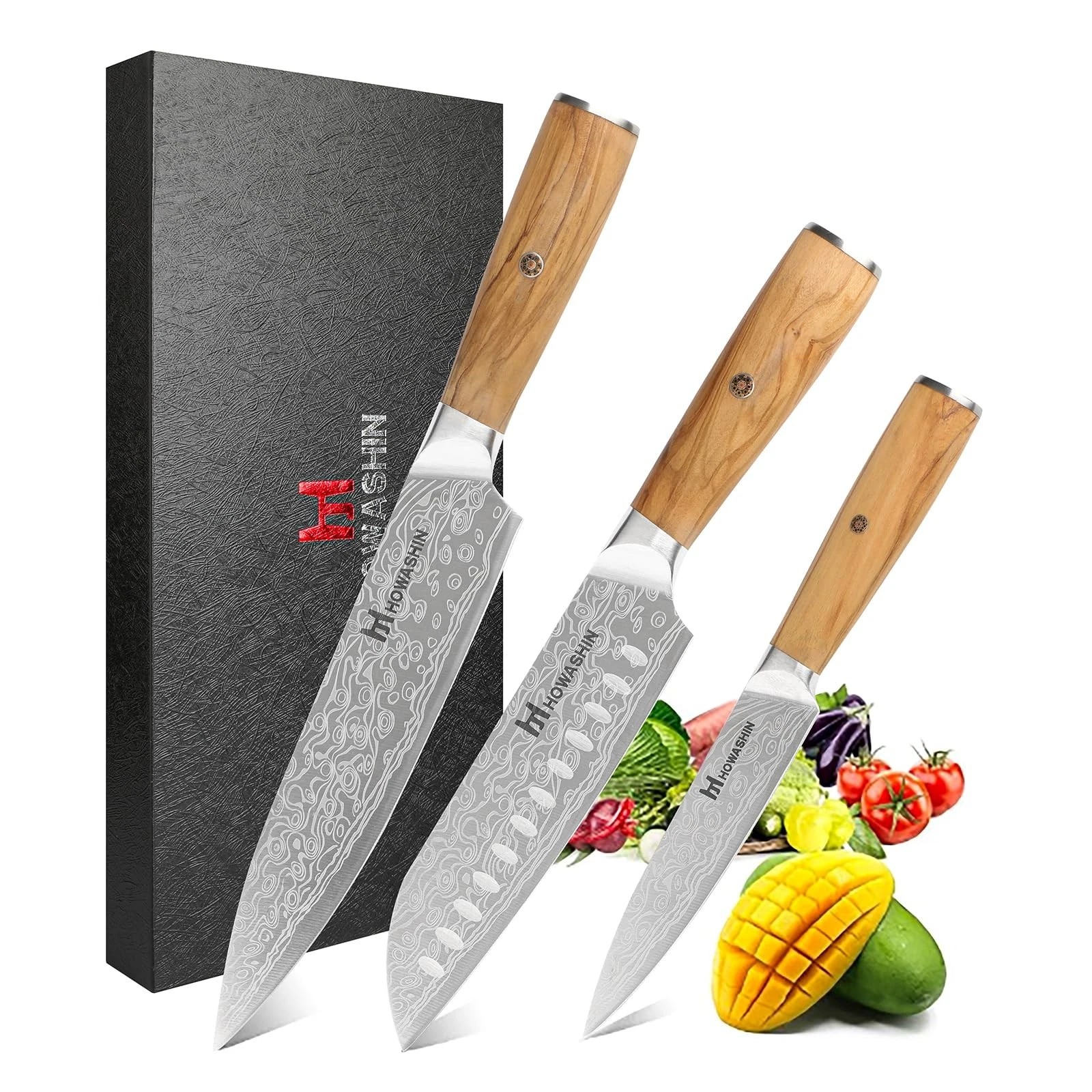 3 Piece Professional Chef Set - Ultra Sharp High Carbon Stainless Steel Japan...