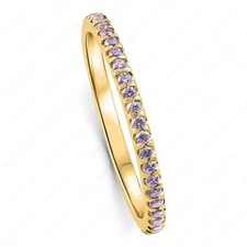 14k Yellow Gold Amethyst Full Eternity Ring, Stackable Band Ring For Christmas