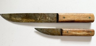 Vintage Kitchen Knives w/ Wood Handles & Brass Rivets