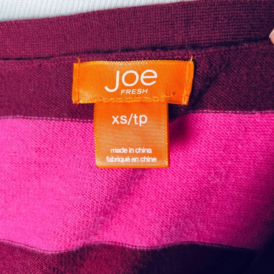 Joe Fresh Sweater Pink V-Neck Striped Cardigan XS - Изображение 4 из 4