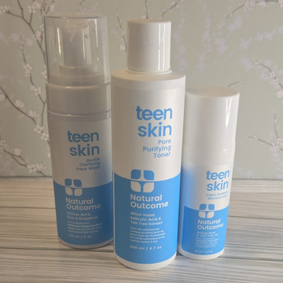 Natural Outcome Teen Skin 3-Pc Face Set Wash Toner Moisturizer Fragrance-Free
