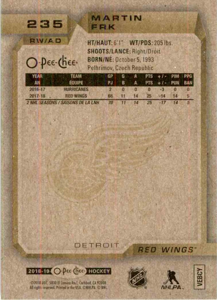 2018-19 O-Pee-Chee Martin Frk #235 - Image 2 of 2