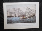 1968 Civil War Print - U.S Warship Kearsarge Sinking Confederate Warship Alabama