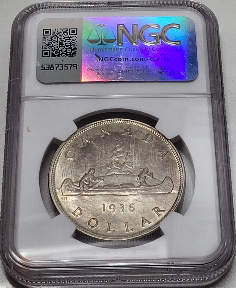 1936 Silver Dollar Georgeivs V S1$ Canada KM# 31 NGC MS62 - Image 2 of 4
