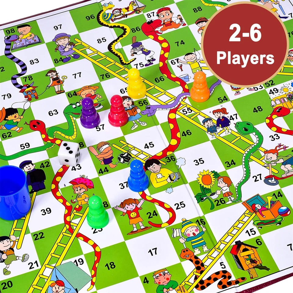 Snakes and Ladders Kids Board Game Family Play Set Traditional Children Games - Image 2 of 4