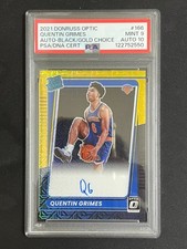 Quentin Grimes RC 2021-22 Donruss Optic /8 Black Gold Choice PSA 9 Auto 10 