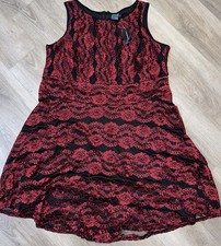 Lane Bryant Deep Red Holiday Sleeveless Lace Overlay Dress Sz 18