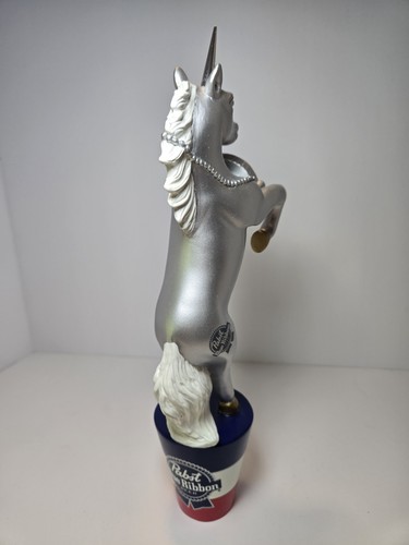 PBR PABST BLUE RIBBON BEER TAB HANDLE SILVER UNICORN 2014 HEIGHT 11" - Picture 11 of 15
