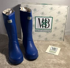 Boys Rubber Boots Waterproof M&B Moneysworth & Best Size 4 Tall Gloss Blue