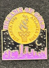 1996 Atlanta, Georgia Olympics Lapel Hat Pin - Dreams Of Gold - Atlanta Skyline 