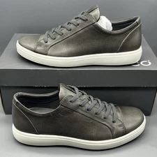 Ecco Soft 7 Unisex EU 40 Mens 6 Women’s 9 Gray Leather Casual Dress Sneakers NWB