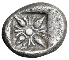 Ionia, Miletos AR Diobol "Roaring Lion & Stellate Star" 6th Century BC
