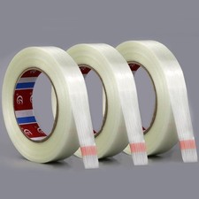 Strapping Tape 3 Roll, 1/2 inch x 60 yds Fiberglass Reinforced Packing Tape H...