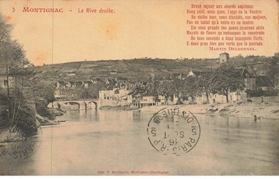 24 MONTIGNAC SUR FZERE #FG59192 LA RIVE DROIT POEM BY MARTIN DELBONNEL