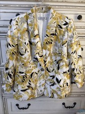 Kasper Yellow Black White Shawl Collar Blazer With Cinched Sleeves Women s Sz 10