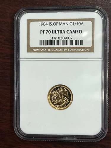1984 Isle of Man 1/10 oz Gold Proof Angel (10th Anniv) PF-70 U C NGC