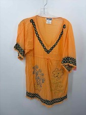 Surface Orange Size Medium Embroidered Shift Knee Length Short Sleeve Dress