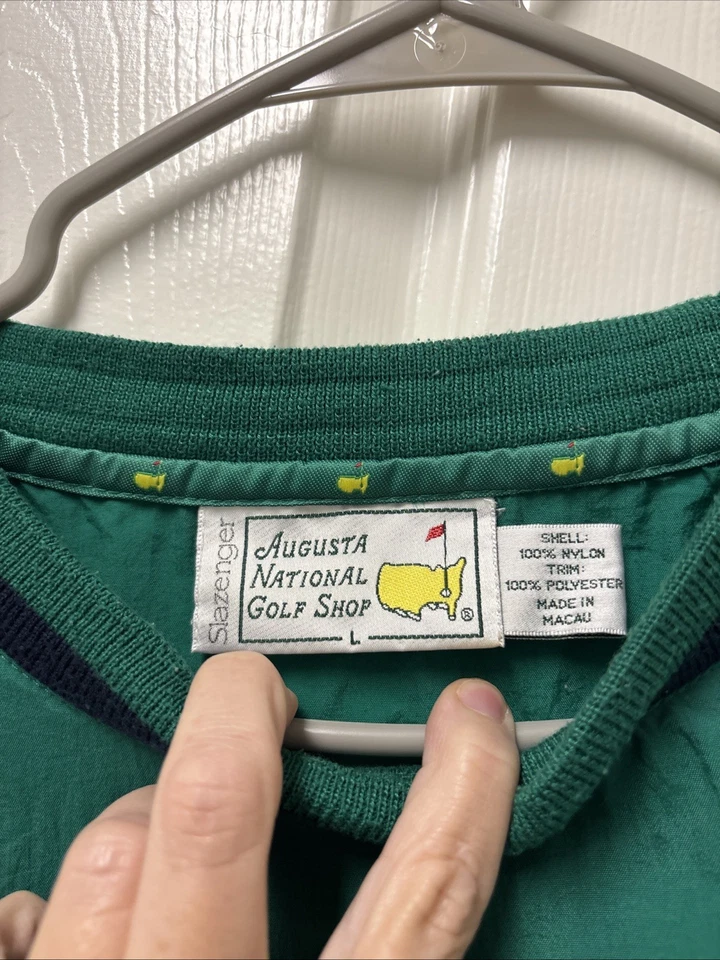 Vintage MASTERS Augusta National Golf Green Pullover Windbreaker L Slazenger - Image 3 of 4