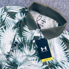 Under Armour Men's M Green Palm Tropical Matchplay Printed Golf Polo Shirt
