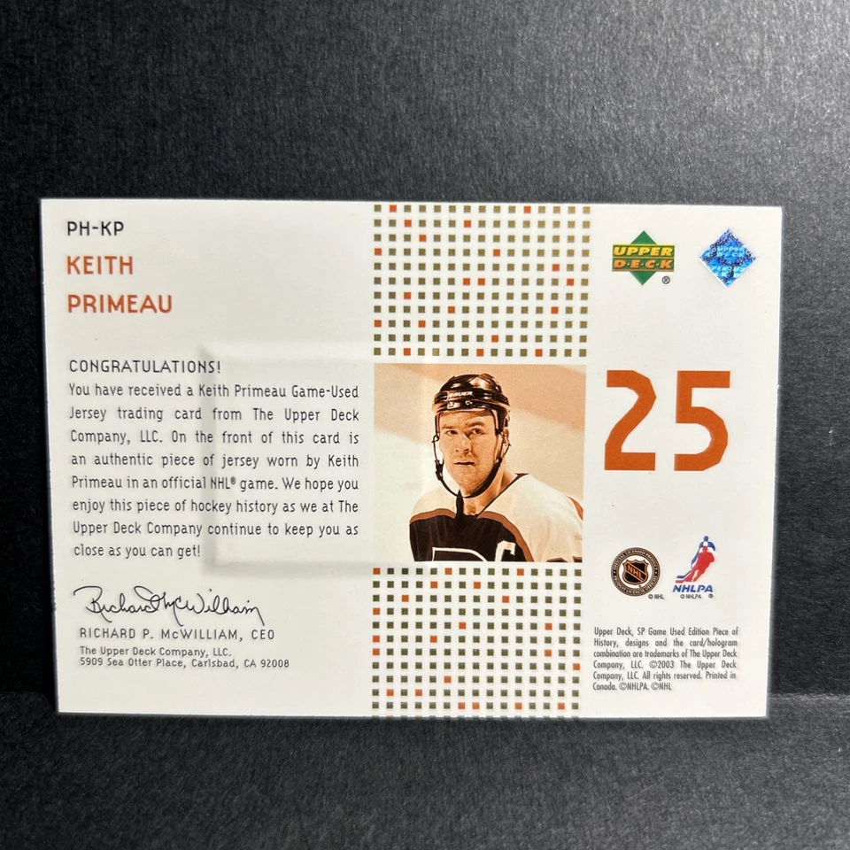 2002-03 SP Game Used Piece of History Gold #40/99 Keith Primeau #PH-KP - Image 2 of 2
