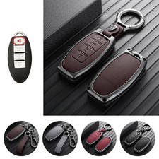 Funda para llave de coche de cuero de aleación de zinc para Nissan Tiida Pathfinder Máxima X-Trail