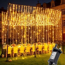Curtain Lights Outdoor 6mx3m 600 LED Curtain Fairy Lights Plug in 8