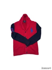Polo Ralph Lauren Youth Sweater Size M 10/12 Big Pony Cardigan Rugby Button Polo