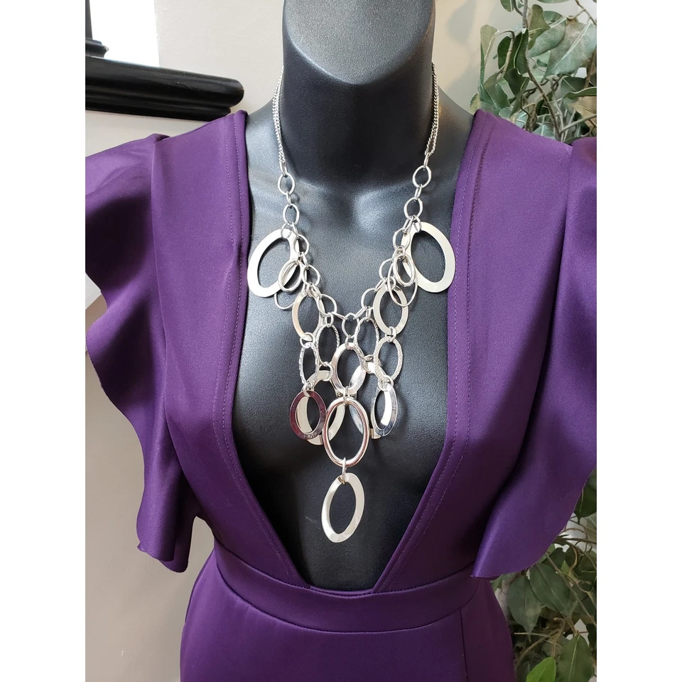 Nasty Gal платье женщин США 2 фиолетовый погружения макси платье оборки рукав официальный - Изображение 3 из 4