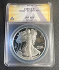1986 "S" PROOF American *SILVER* Eagle $1 ANACS PF69 DCAM #7187504
