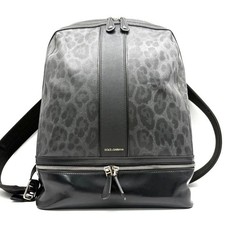 DOLCE&GABBANA Backpack Bag Shoulder Bag Leopard PVC Leather Black 151348K Authen
