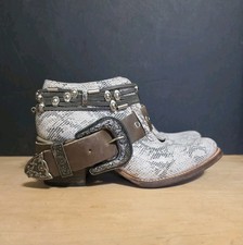 Freebird By Steven Women Saloon Brown Gold Leather Boots Size US 9