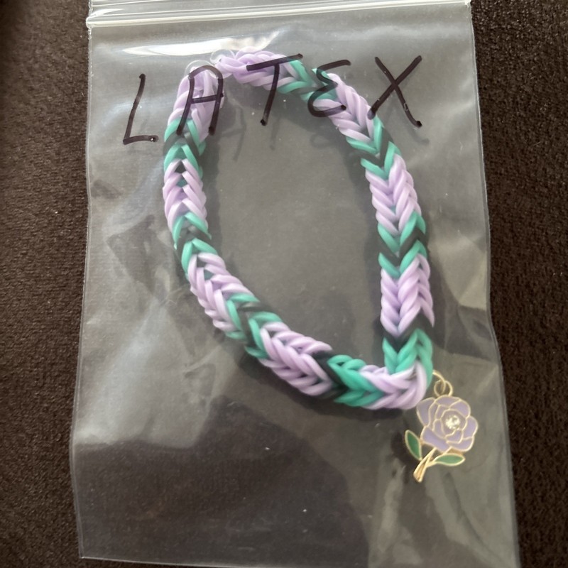 Loom Band 1-Charm Latex Handmade Bracelet, Individually Bagged