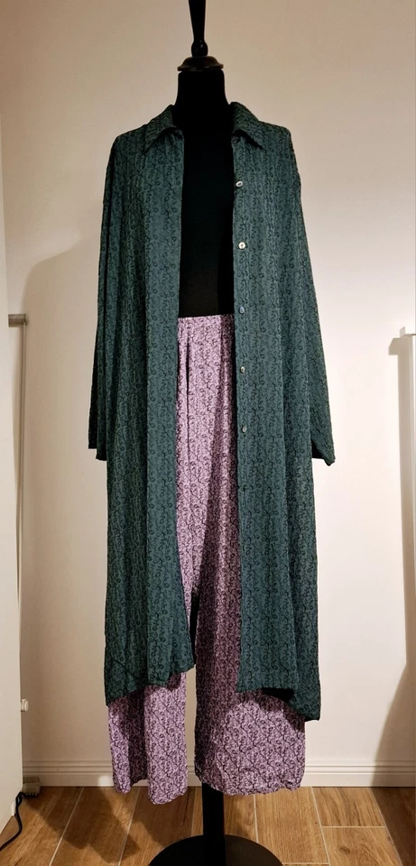 Cocon Commerz Privatsachen Mantel Seide mit Rosen bestickt Petrol OneSize  - Bild 4 von 4