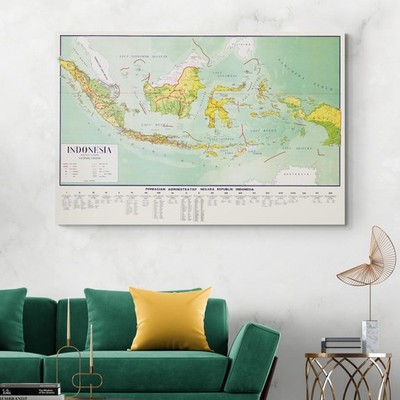 1964 Map of Indonesia   Historic Republic Era Borders, Islands & Infrastructure
