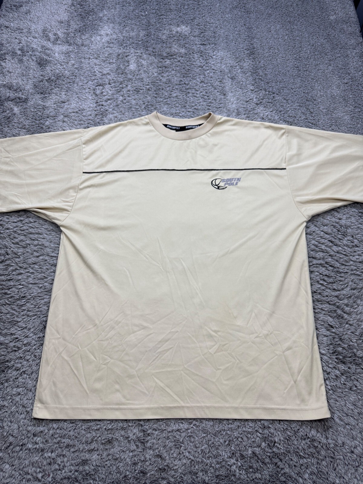 Vtg Southpole Shirt Men XL Creamy Beige Short Sleeve 90s Hip Hop Y2K Crewneck