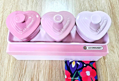 Le Creuset Petite Ramekin D'amour Collection Set of 3 with Lid and Tray Pink JP