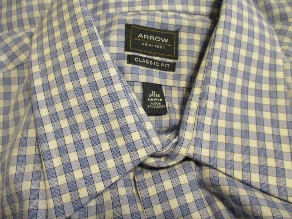 Camisas Arrow Algodón Blnd BlueBird Cuadros Ajuste Clásico 16 Cuello 34/35 Puntos SR$45NUEVAS Foto 3 de 3